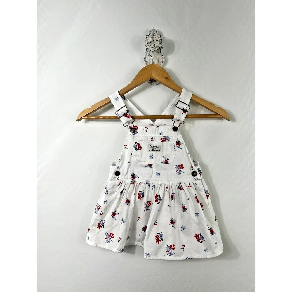 OshKosh B'Gosh Toddler Girls'‎ Floral Print Overall Dress Sz 18 Months